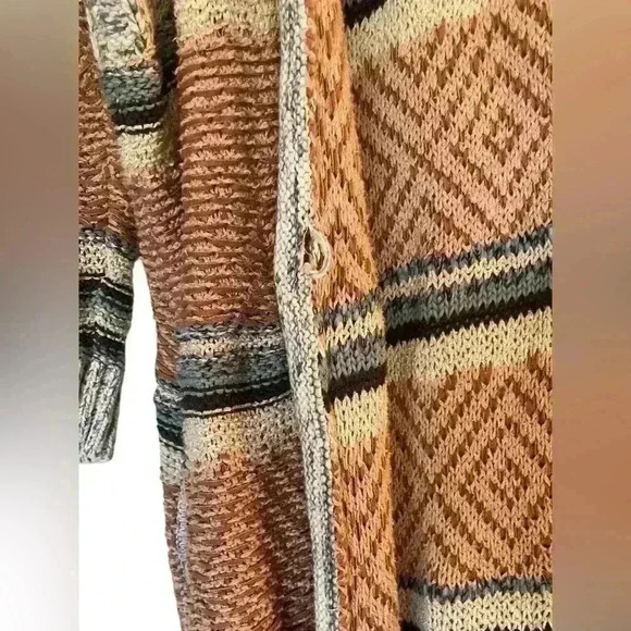 American Eagle Oversized Striped Fall Cardigan With Pockets Size Medium Flaw - Picture 9 of 12